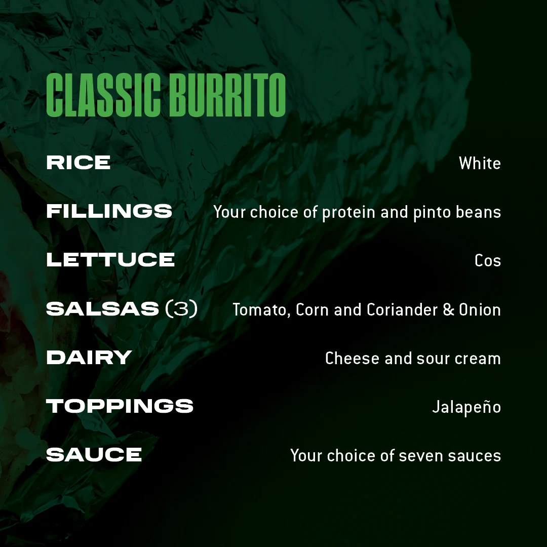 Menu, Zambrero Ballarat