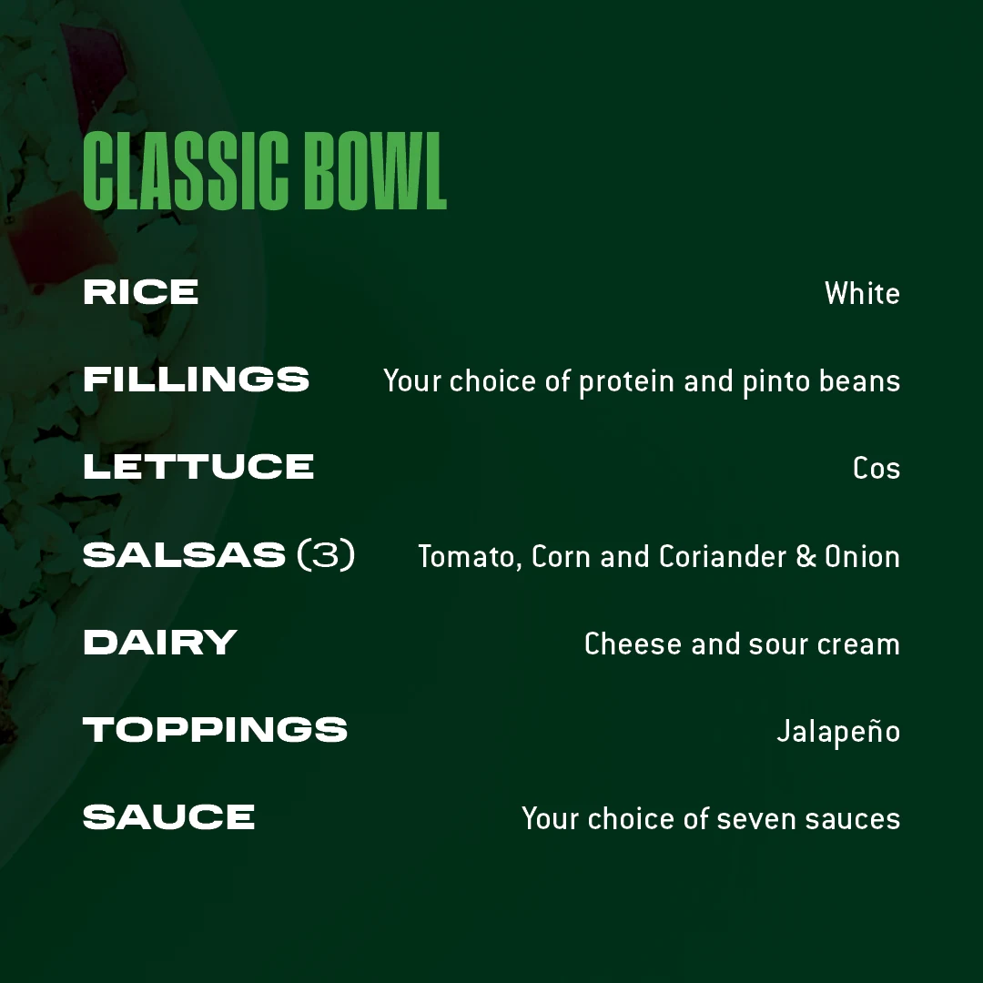 Menu, Zambrero Ballarat