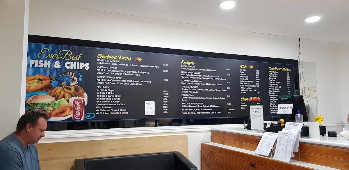 Menu, Everbest Fish and Chips