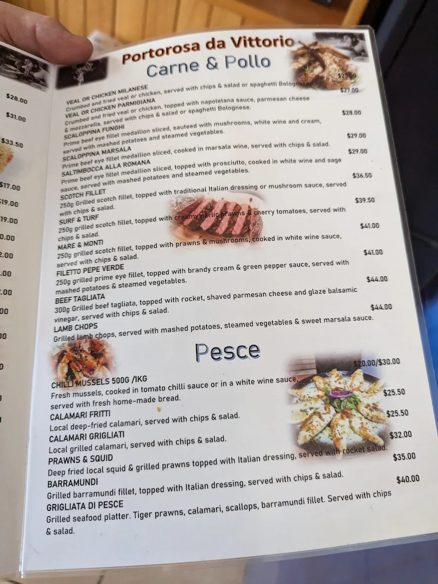 Menu, Portorosa Spearwood