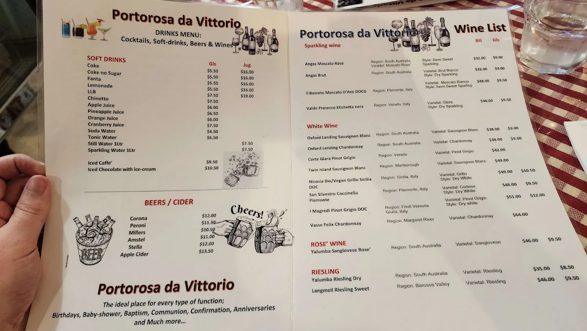 Menu, Portorosa Spearwood