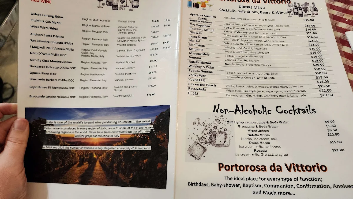 Menu, Portorosa Spearwood