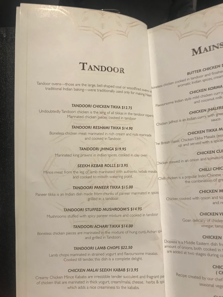 Menu, The Spice Yard