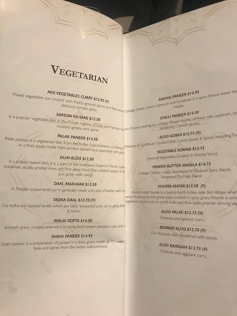 Menu, The Spice Yard