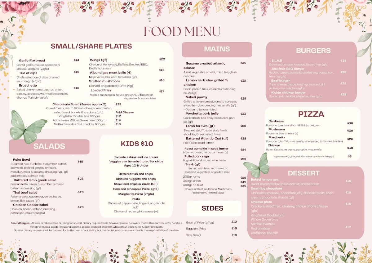 Menu, Darling & Co