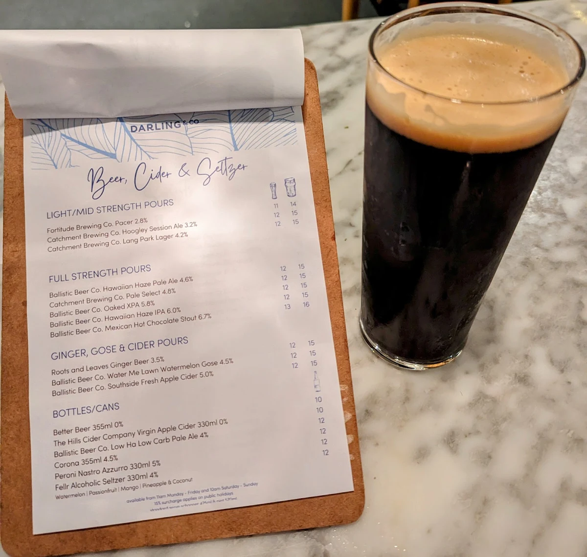 Menu, Darling & Co