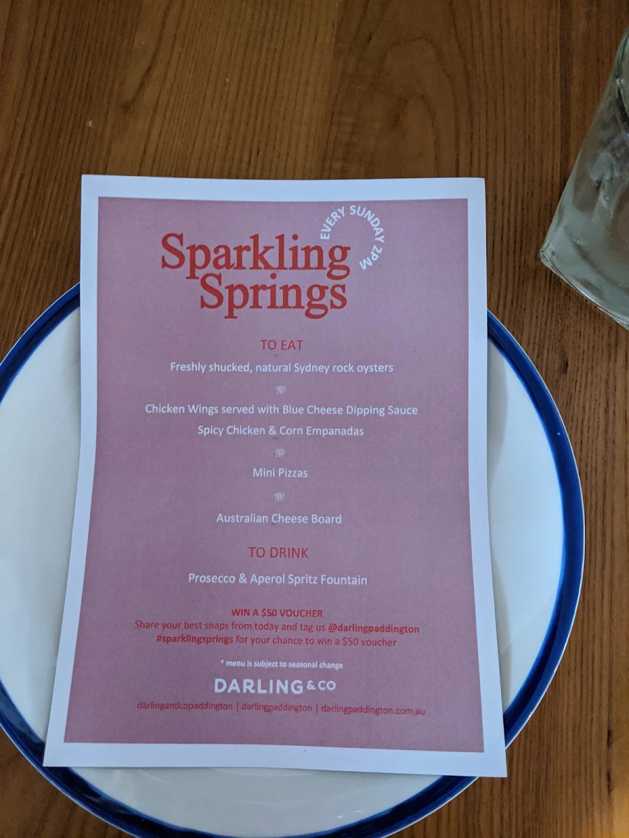 Menu, Darling & Co