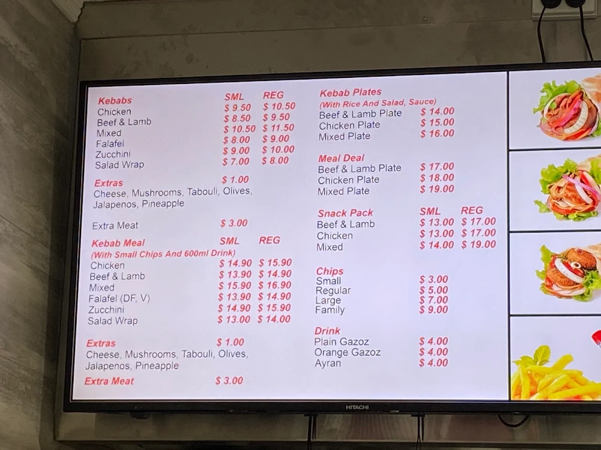 Menu, Mayfair Turkish Kebab & Cuisine