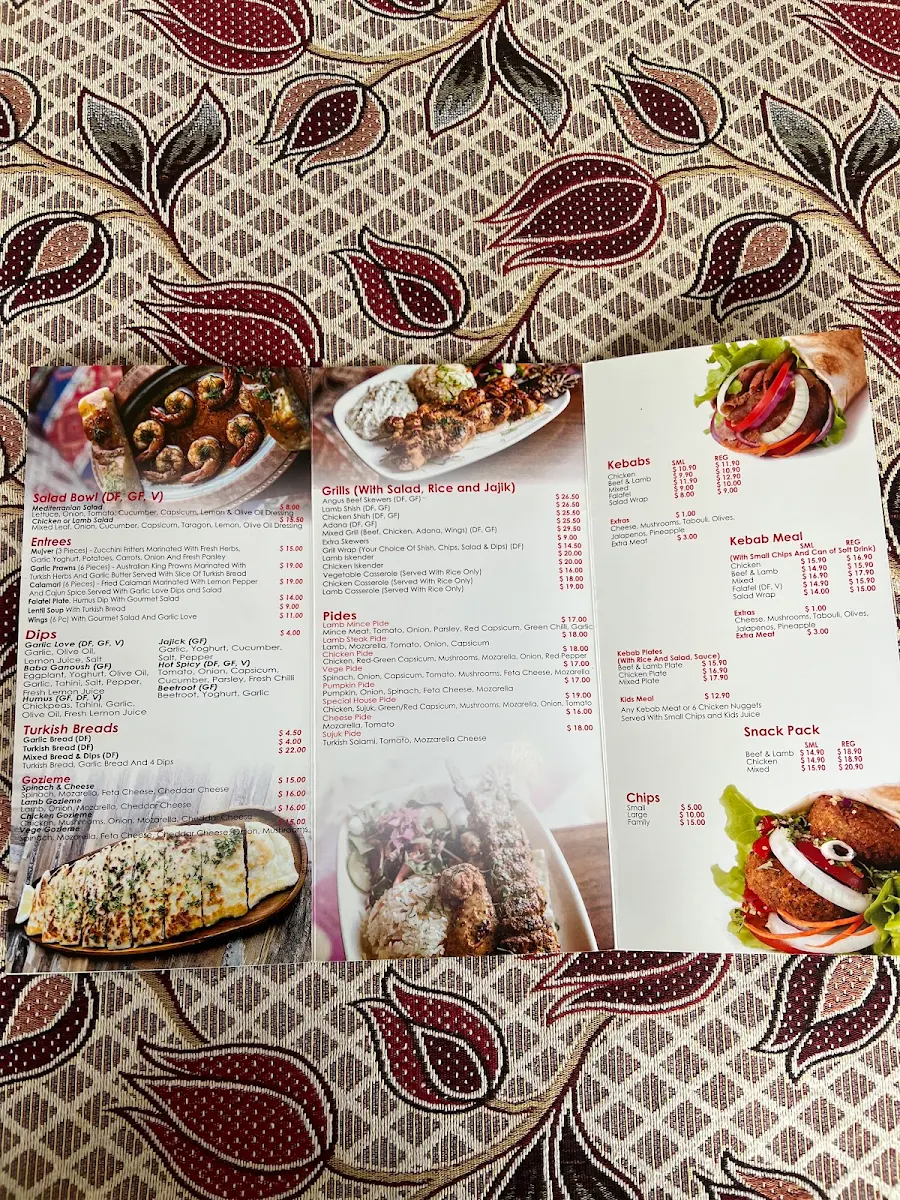Menu, Mayfair Turkish Kebab & Cuisine