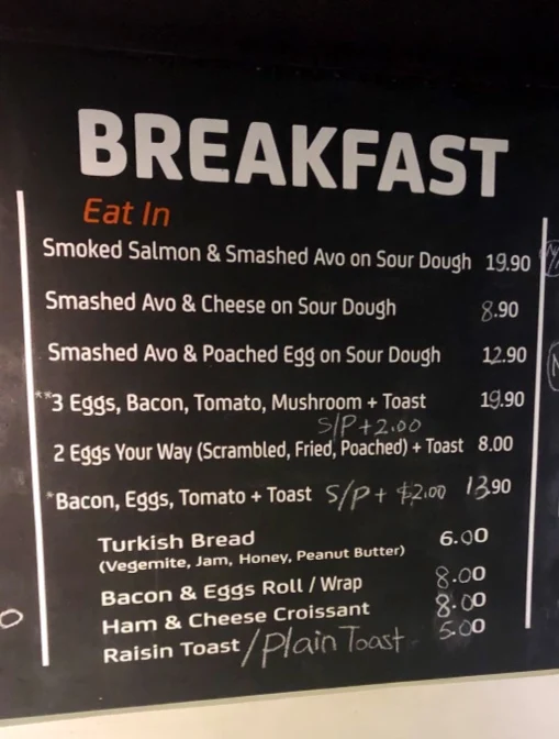 Menu, Café In Time