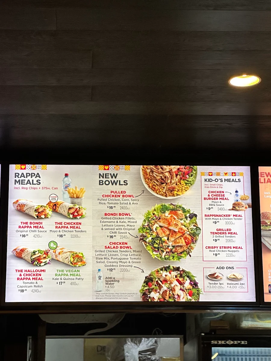 Menu, Oporto Gateway Plaza