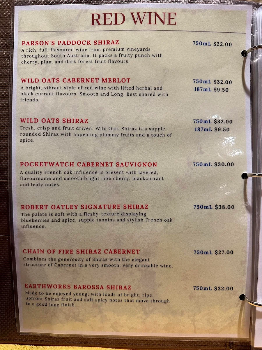 Menu, Wallerawang Chinese Restaurant