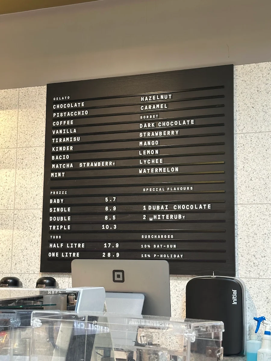 Menu, Brunetti Oro Chadstone