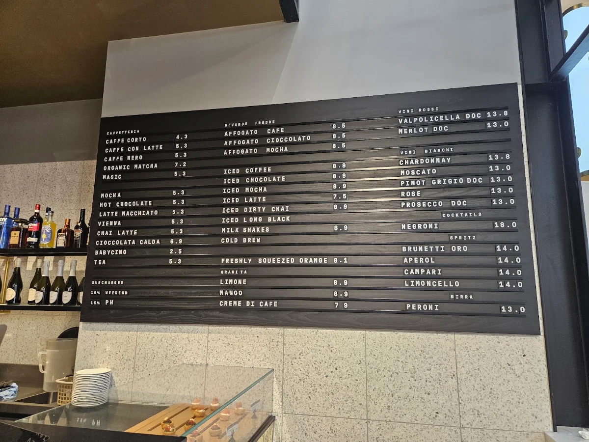Menu, Brunetti Oro Chadstone