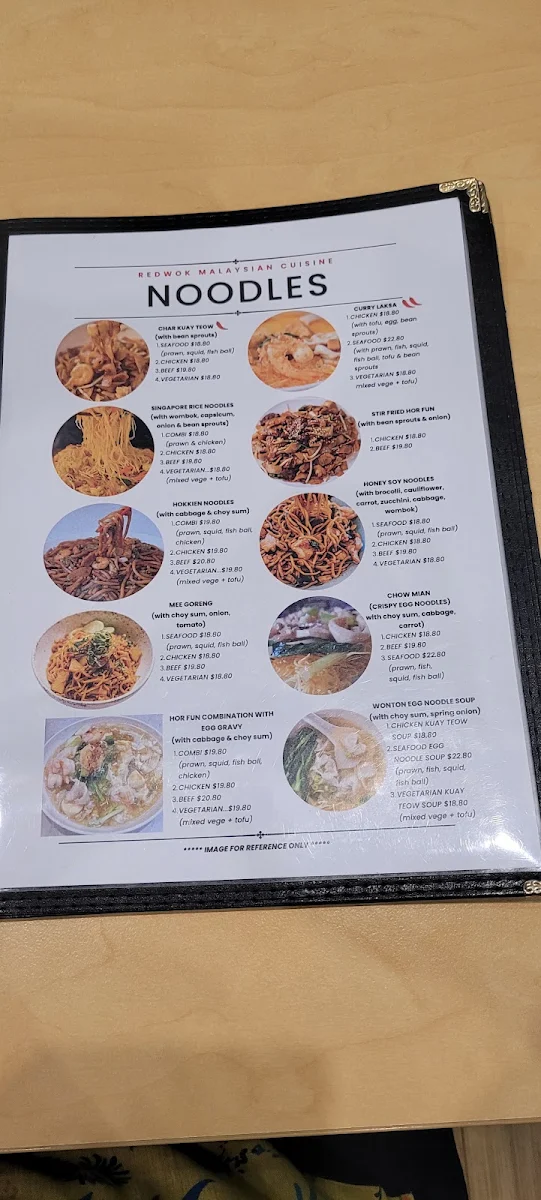 Menu, RedWok Malaysian Cuisine (100% HALAL)