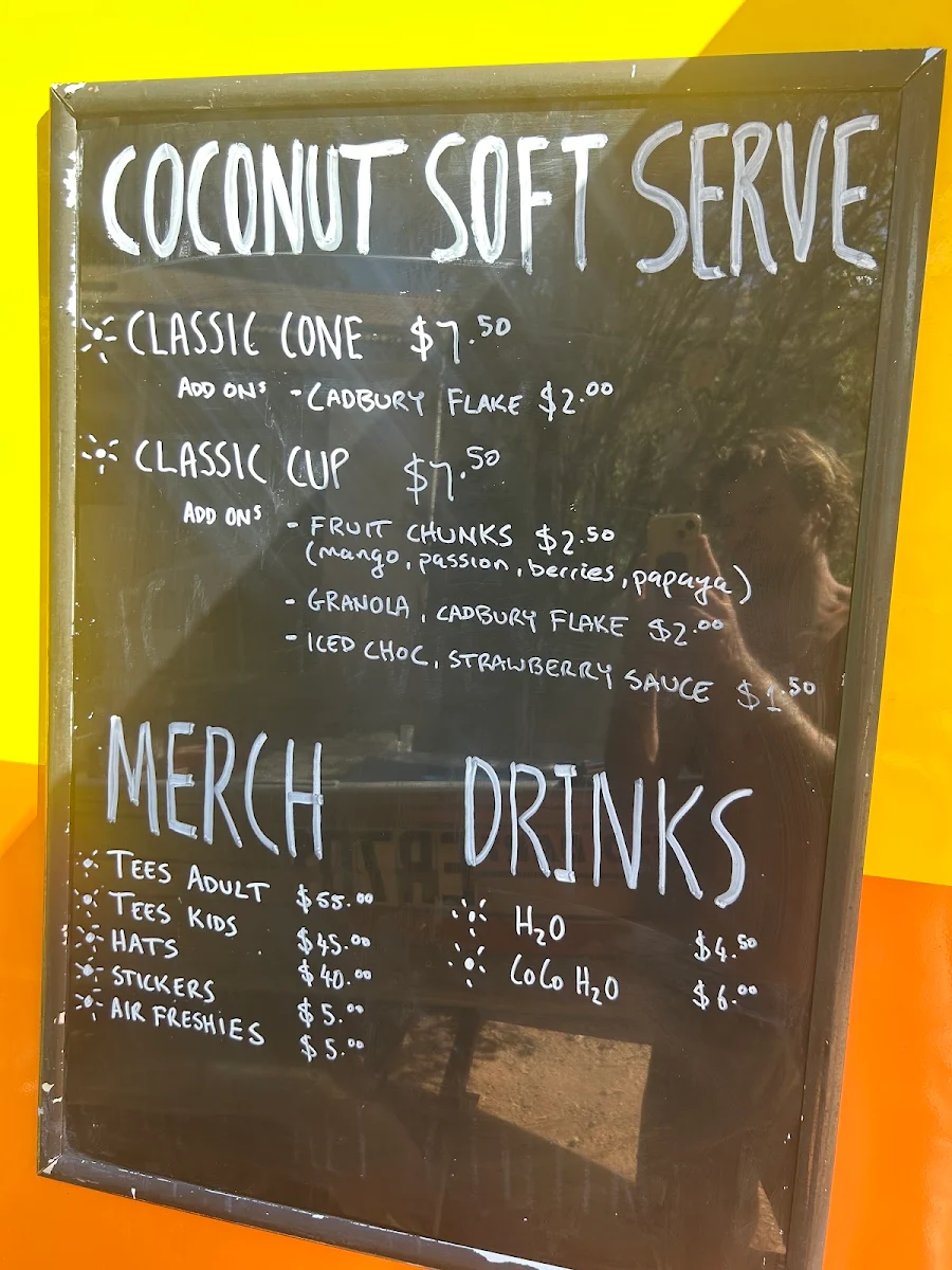 Menu, Sun Cream Ningaloo