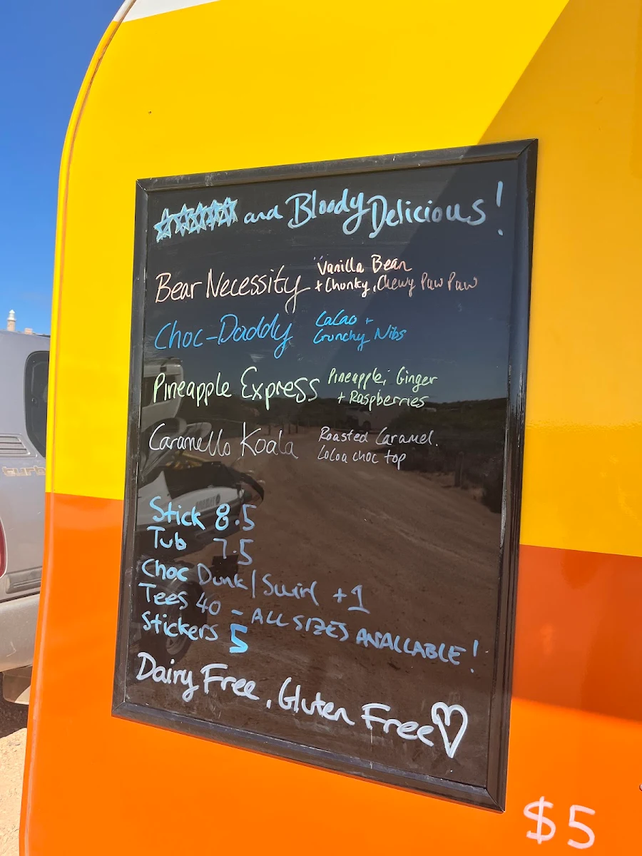 Menu, Sun Cream Ningaloo