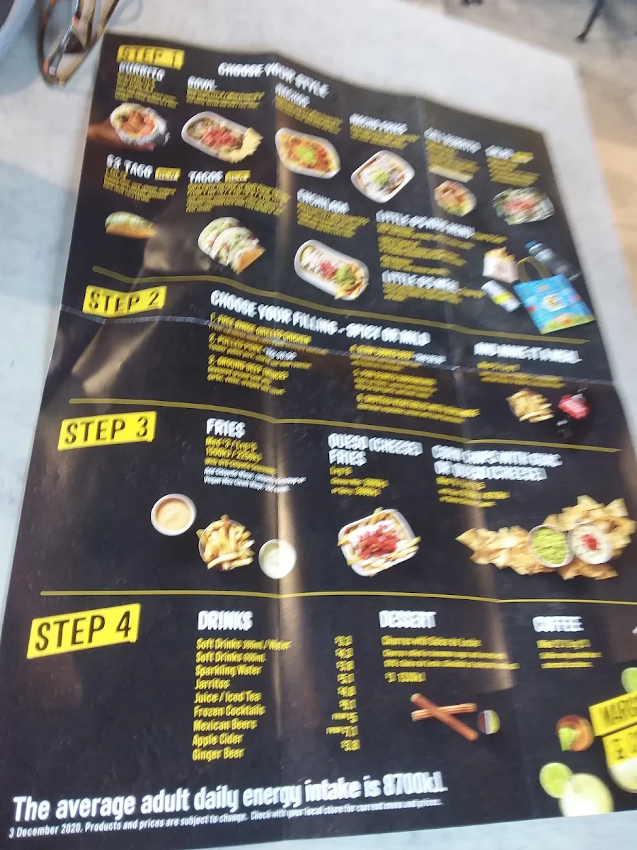 Menu, Guzman y Gomez - Stafford