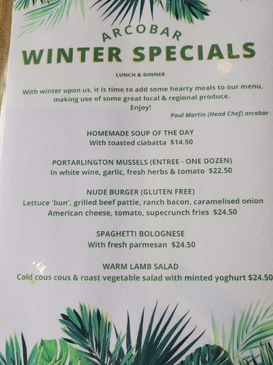 Menu, arcobar heatherton