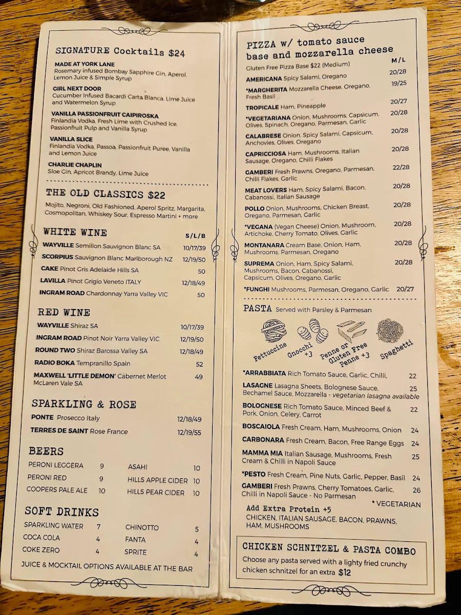 Menu, Next Door CBD Restaurant & Bar