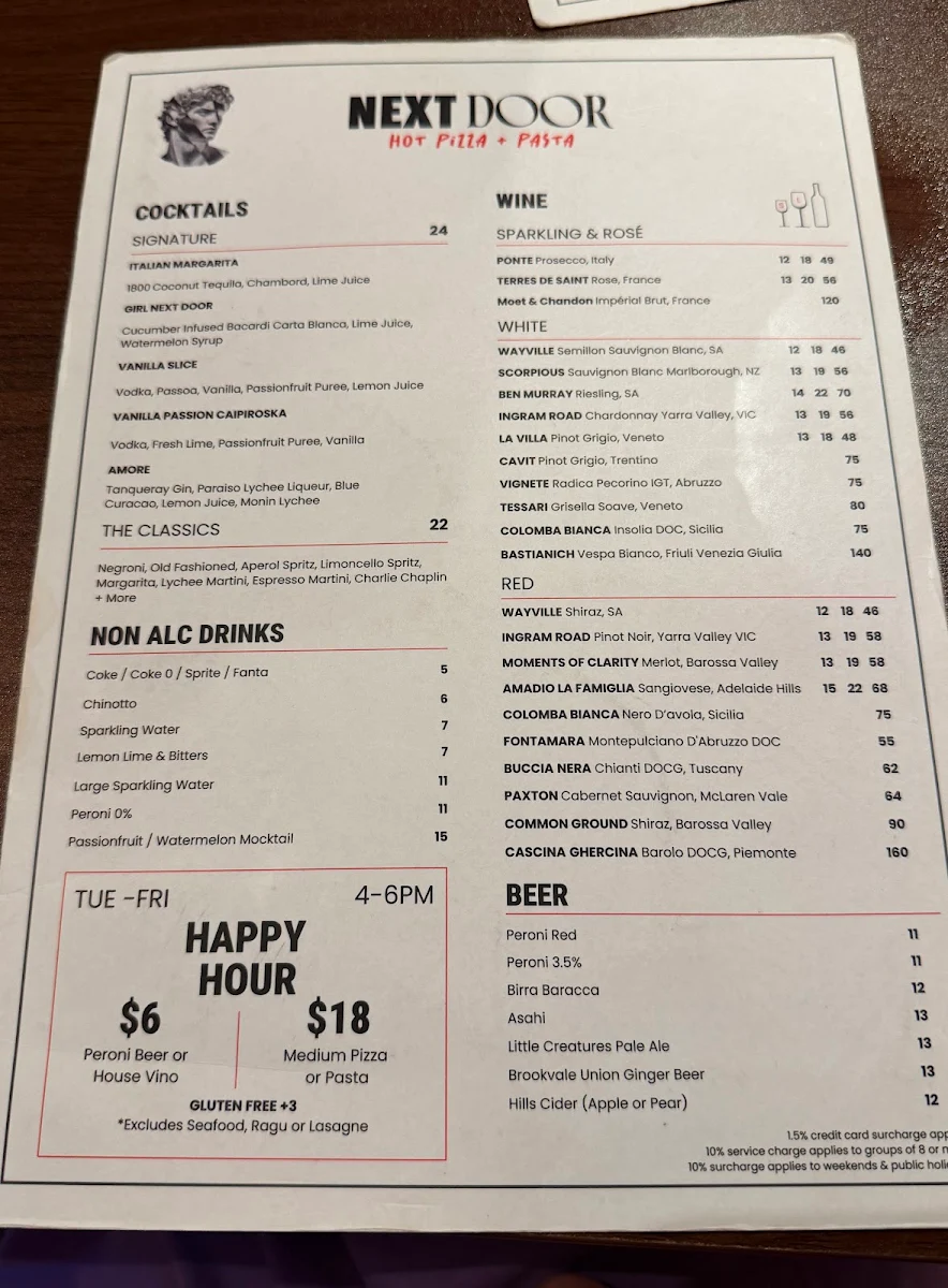 Menu, Next Door CBD Restaurant & Bar