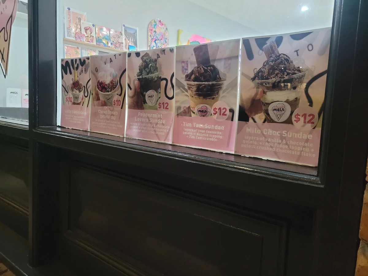 Menu, Melt Gelato New Lambton