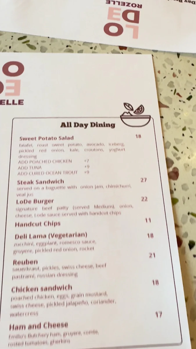 Menu, Lode Pies & Pastries Rozelle