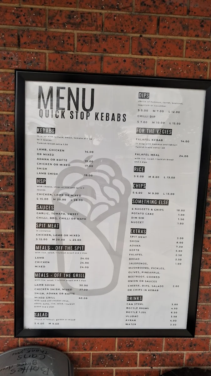 Menu, Quick Stop Kebabs