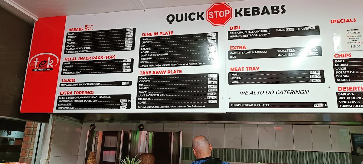 Menu, Quick Stop Kebabs