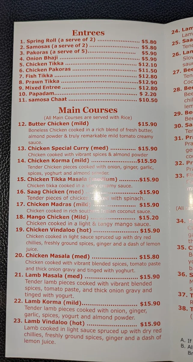 Menu, Khana Khazana