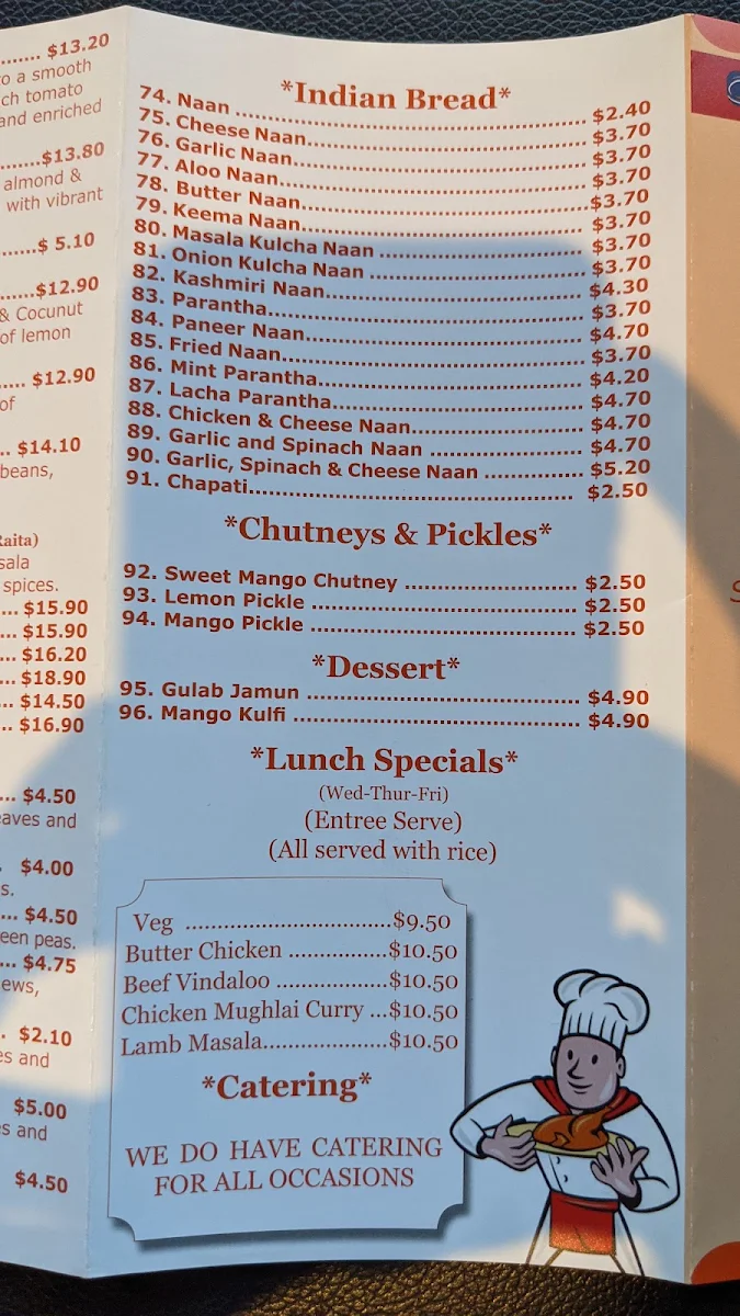 Menu, Khana Khazana