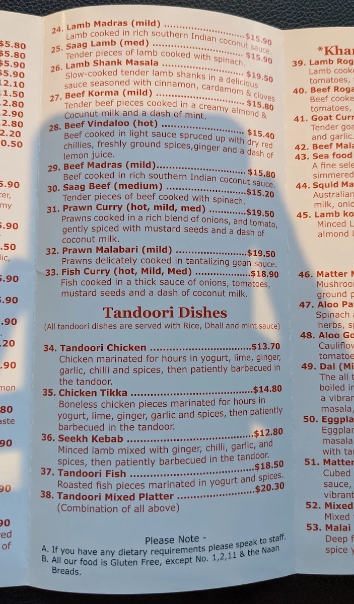 Menu, Khana Khazana