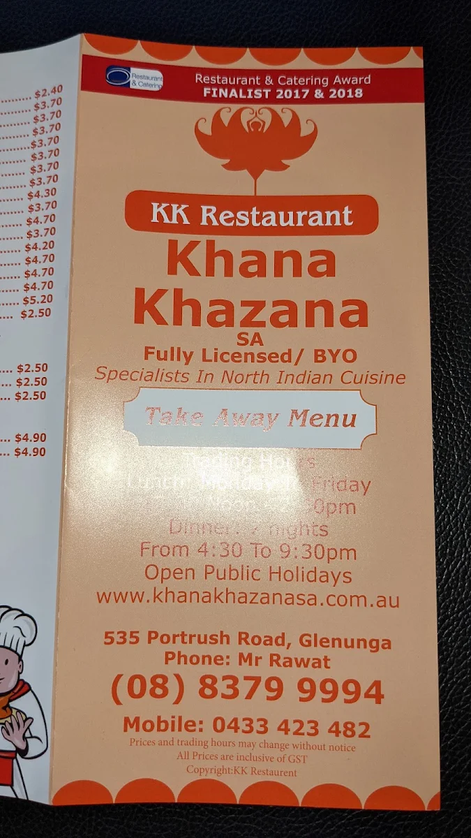 Menu, Khana Khazana