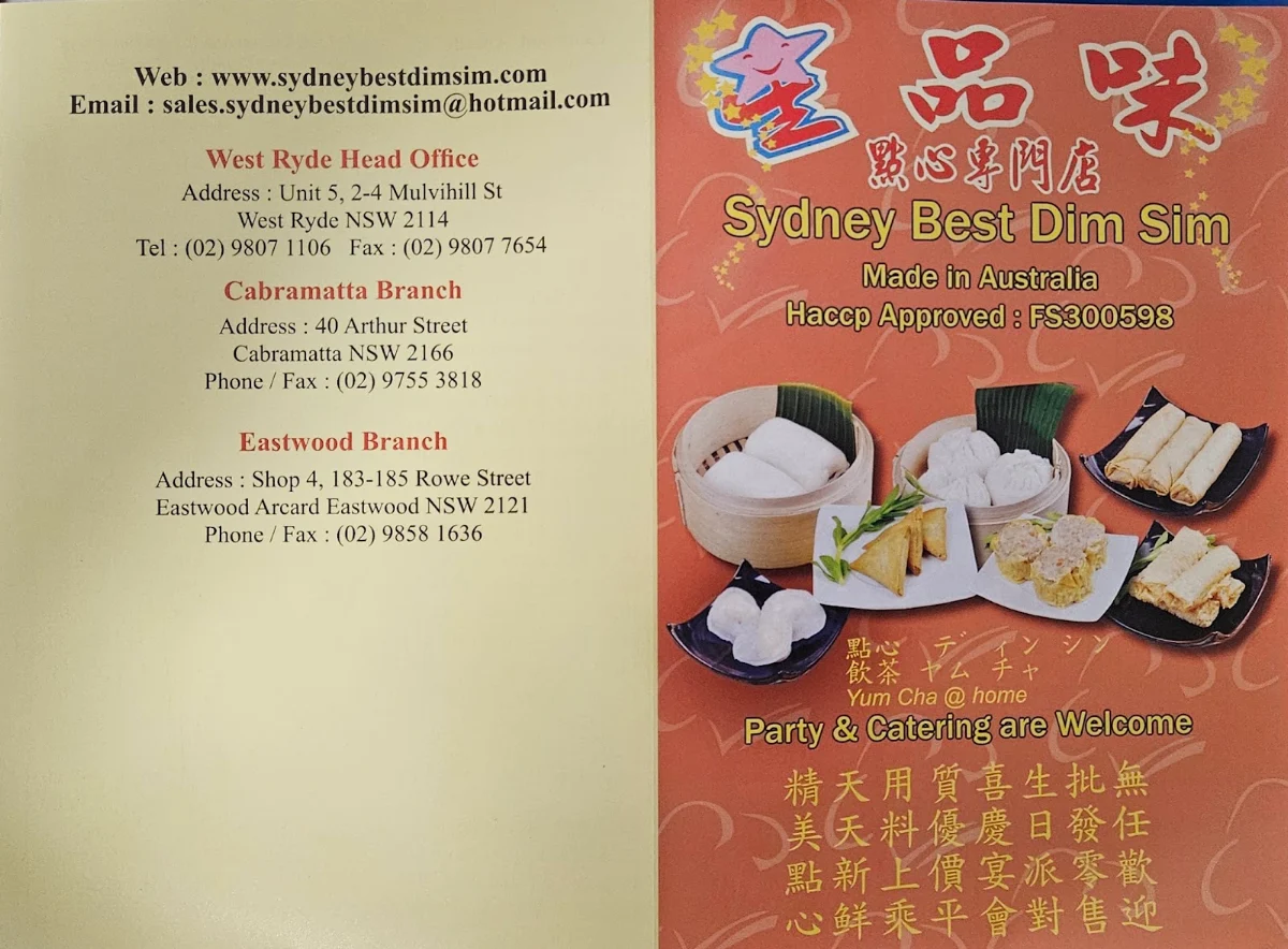 Menu, Sydney Best Dim Sim