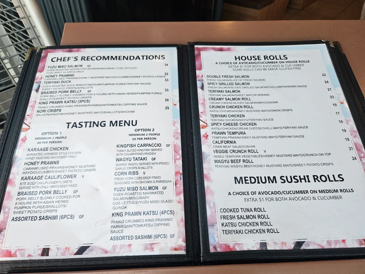 Menu, Waterview Japanese Restaurant