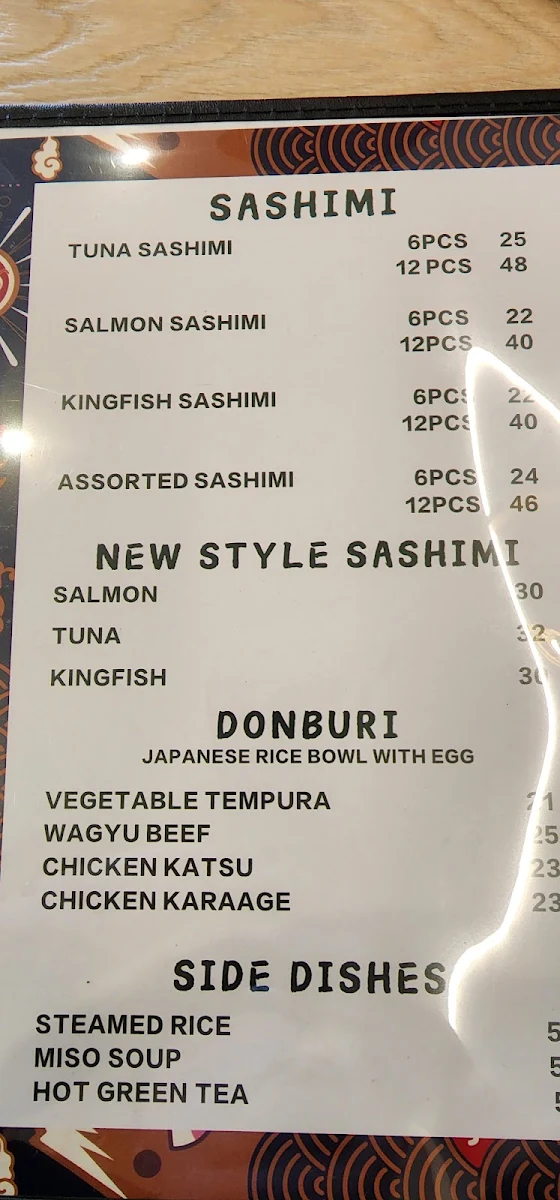 Menu, Waterview Japanese Restaurant