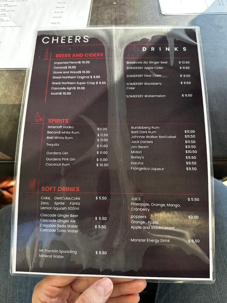 Menu, Red Hot Steakhouse and Bar