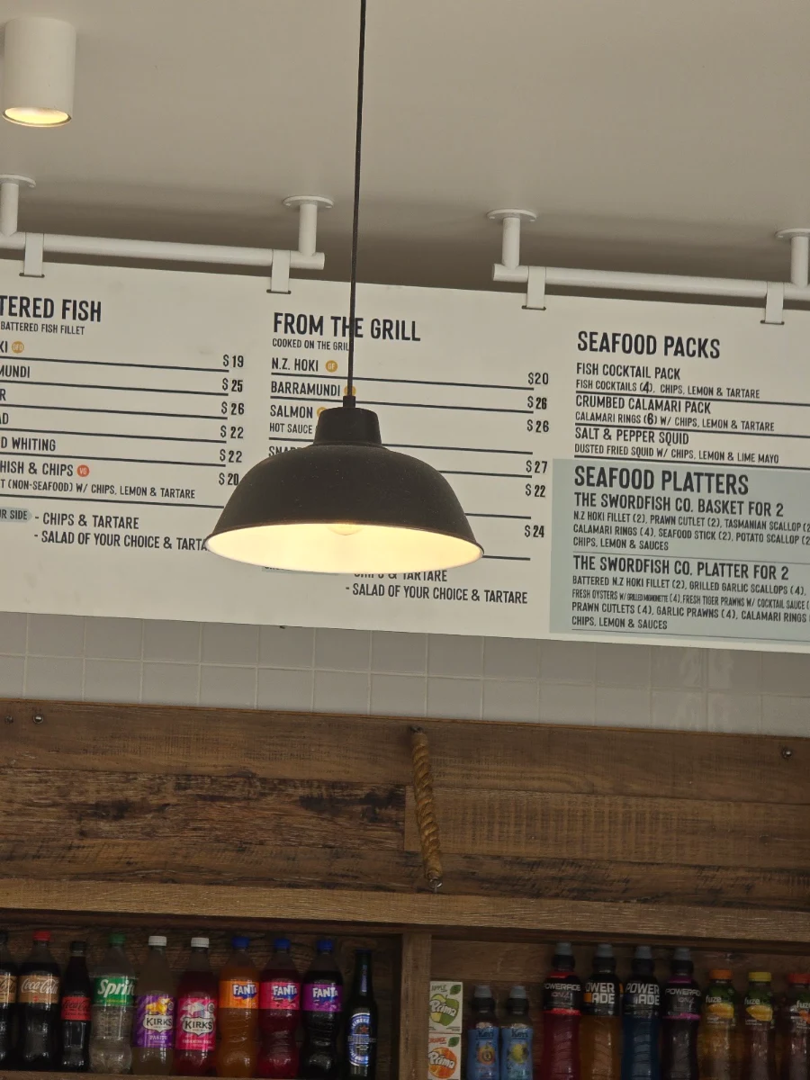 Menu, The Swordfish Co Warners Bay