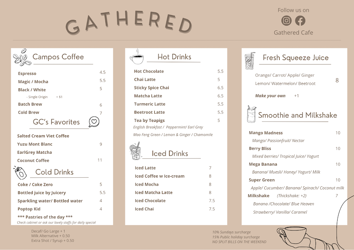 Menu, Gathered Cafe