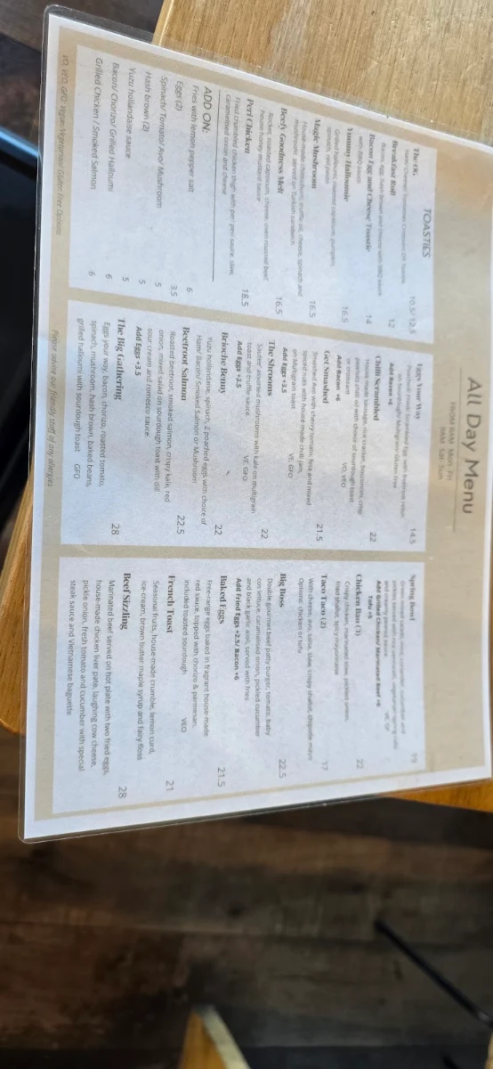 Menu, Gathered Cafe