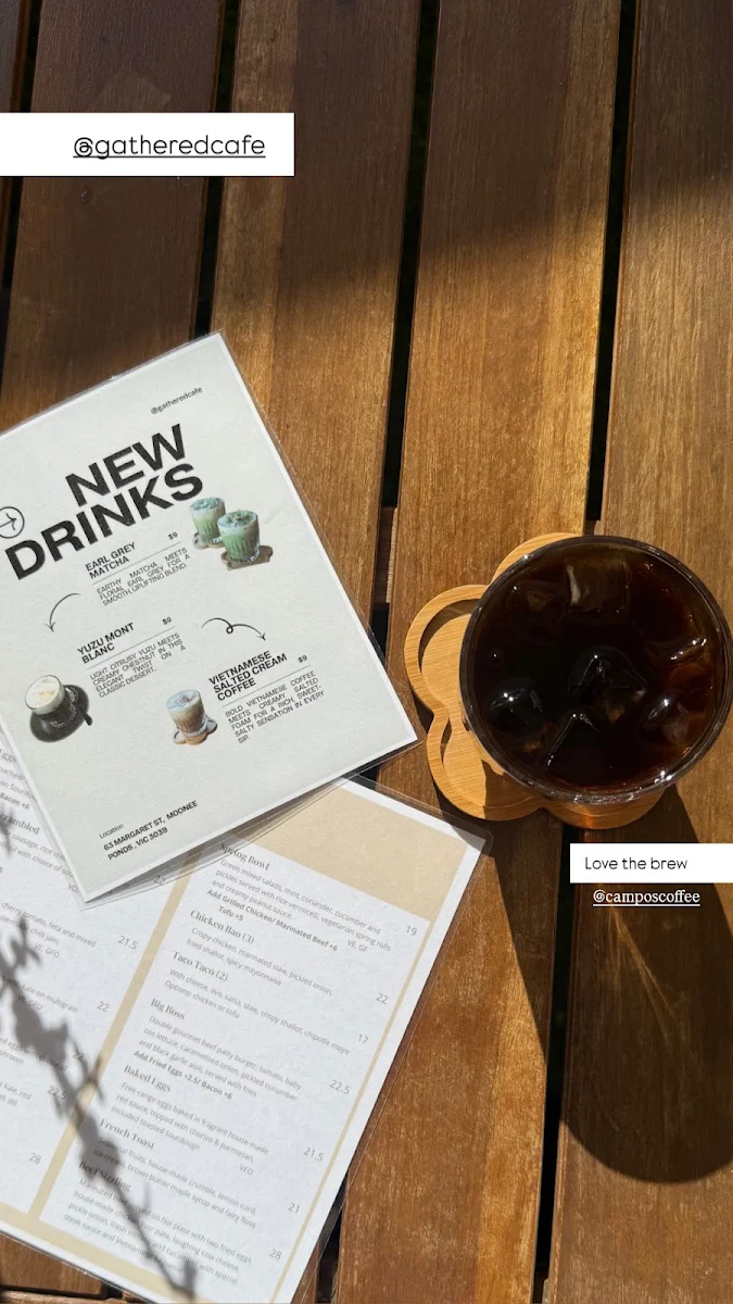 Menu, Gathered Cafe