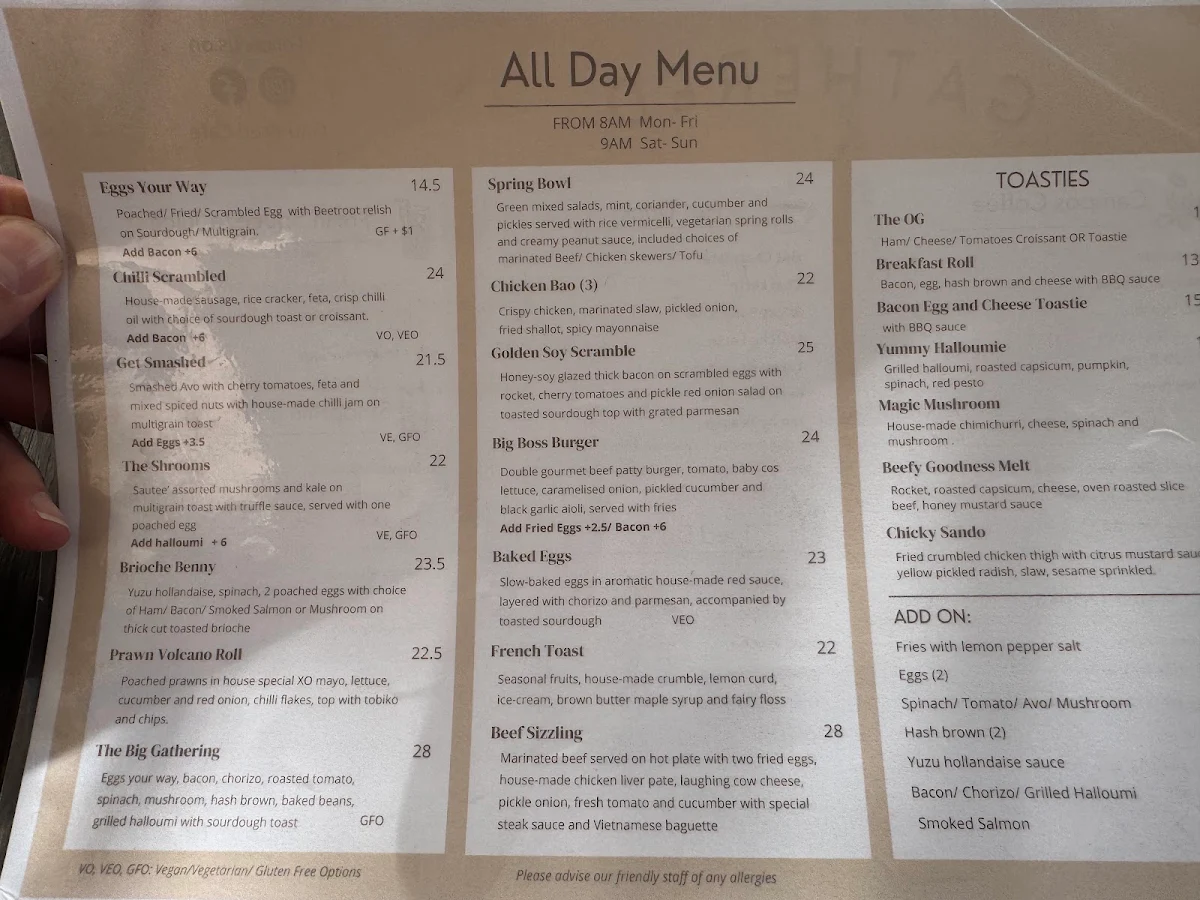 Menu, Gathered Cafe