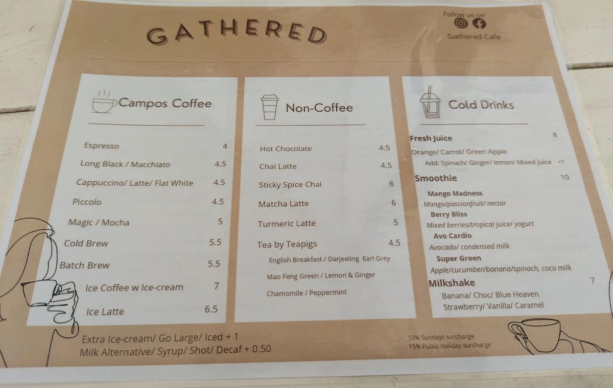 Menu, Gathered Cafe