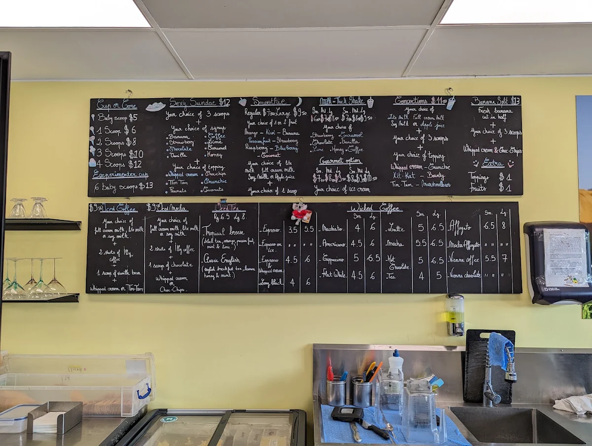 Menu, Wicked Ice Cream Co