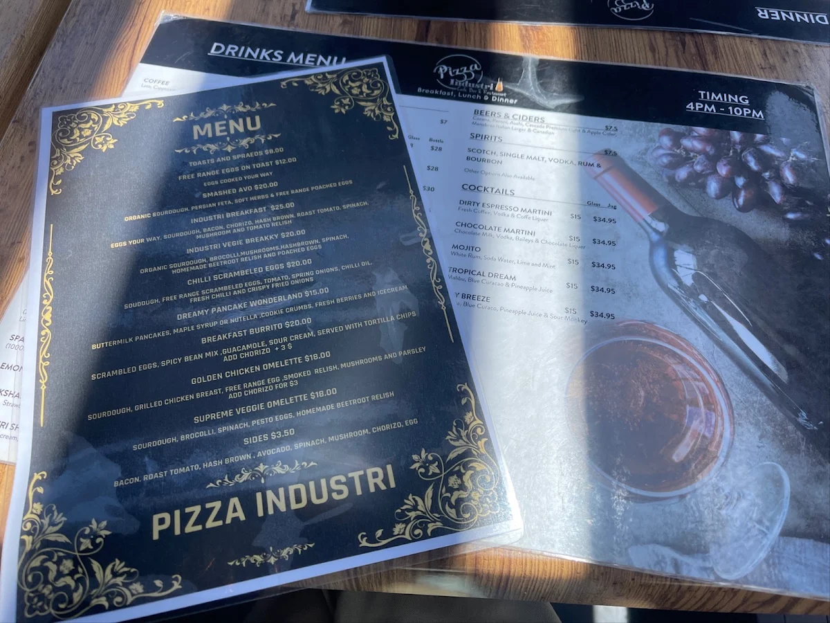 Menu, Pizza Industri