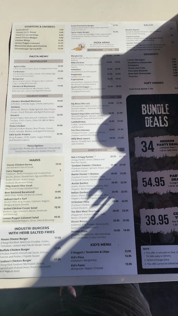 Menu, Pizza Industri