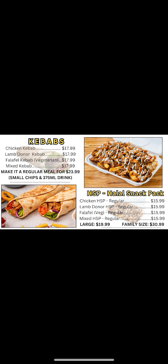 Menu, Prahran Kebabs