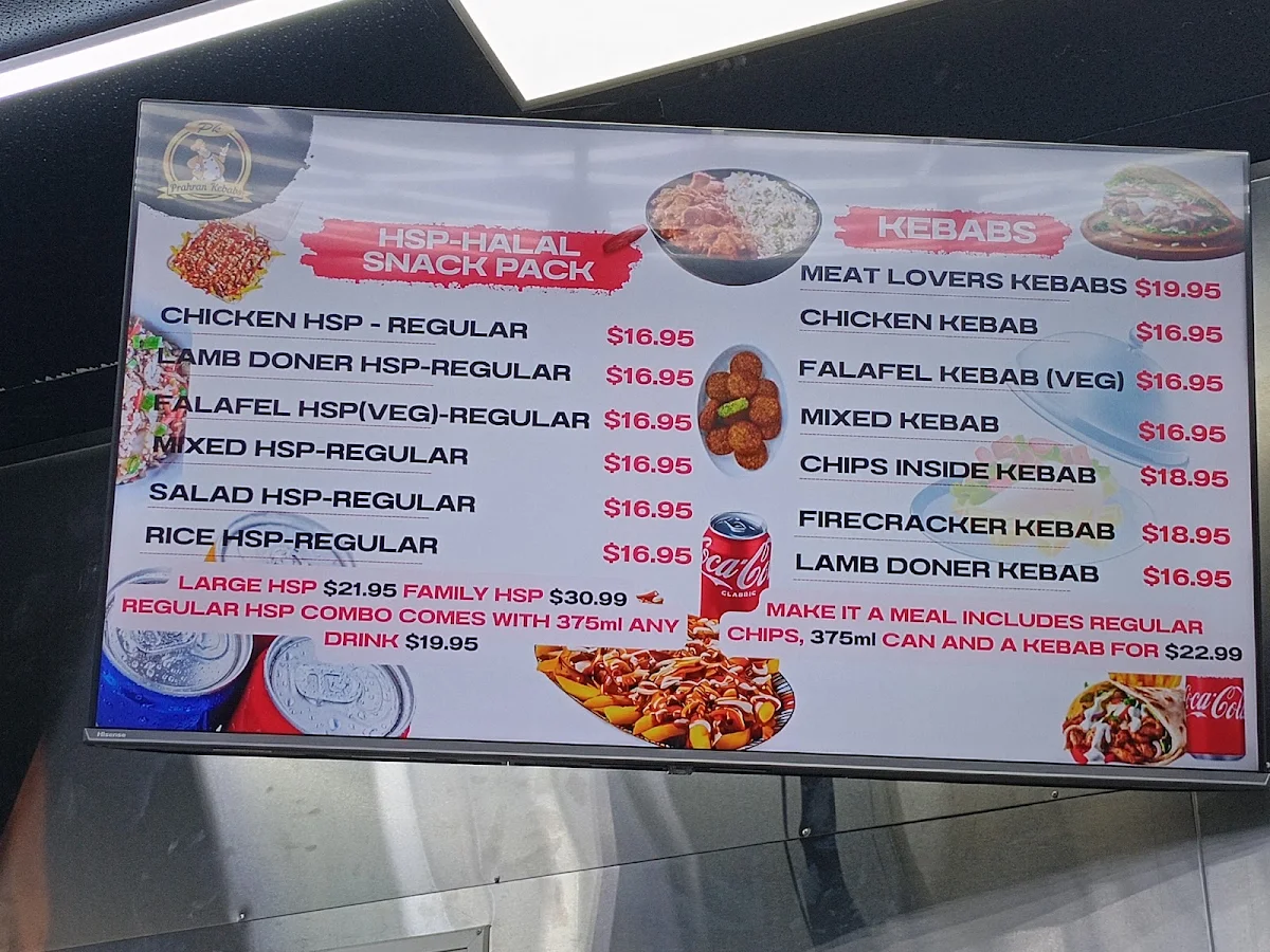 Menu, Prahran Kebabs