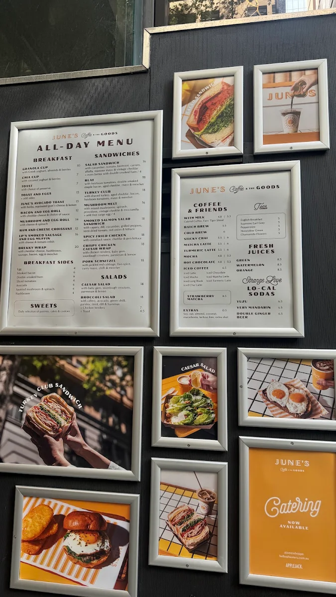 Menu, June's Cafe Wynyard