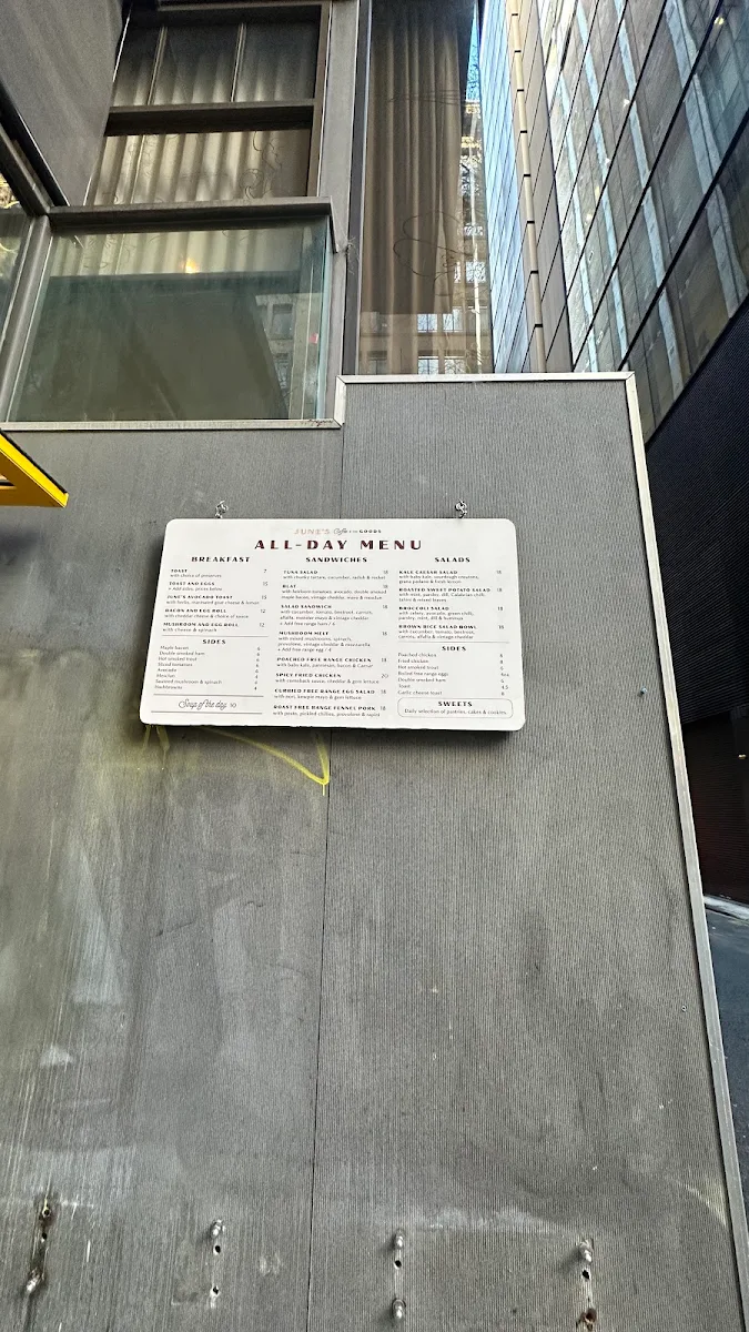 Menu, June's Cafe Wynyard